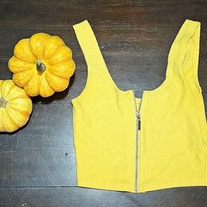 Yellow Zipper Crop Top